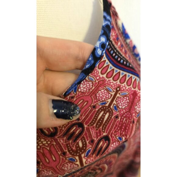 Womens Red Blue Boho Tank Top Flowy Mandala Print Summer Beach Festival Sz L - Picture 5 of 9